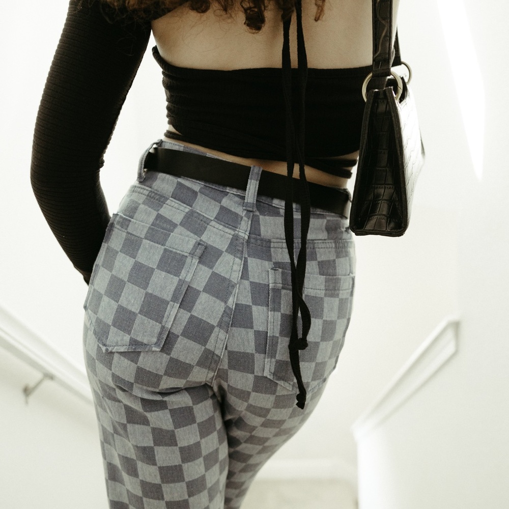 Marina Checkered Denim Jean - Picture 4 of 5
